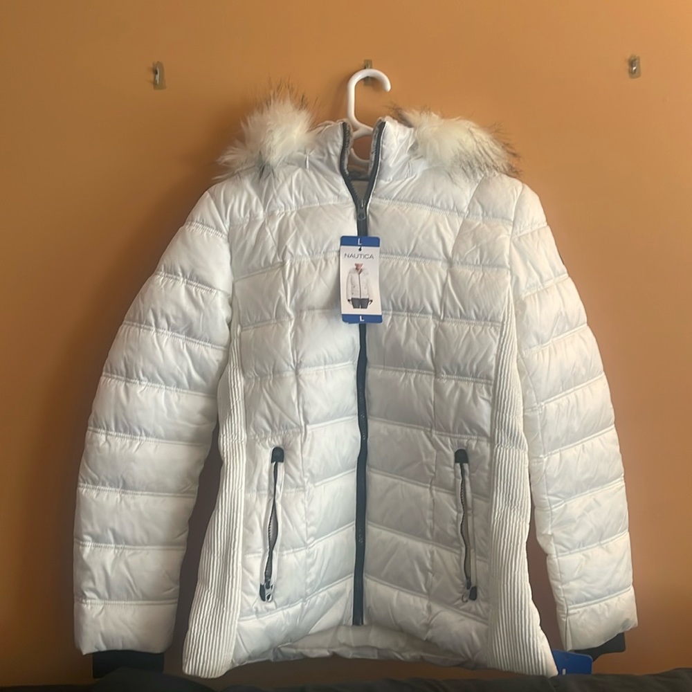 White Nautica winter puffer Jacket